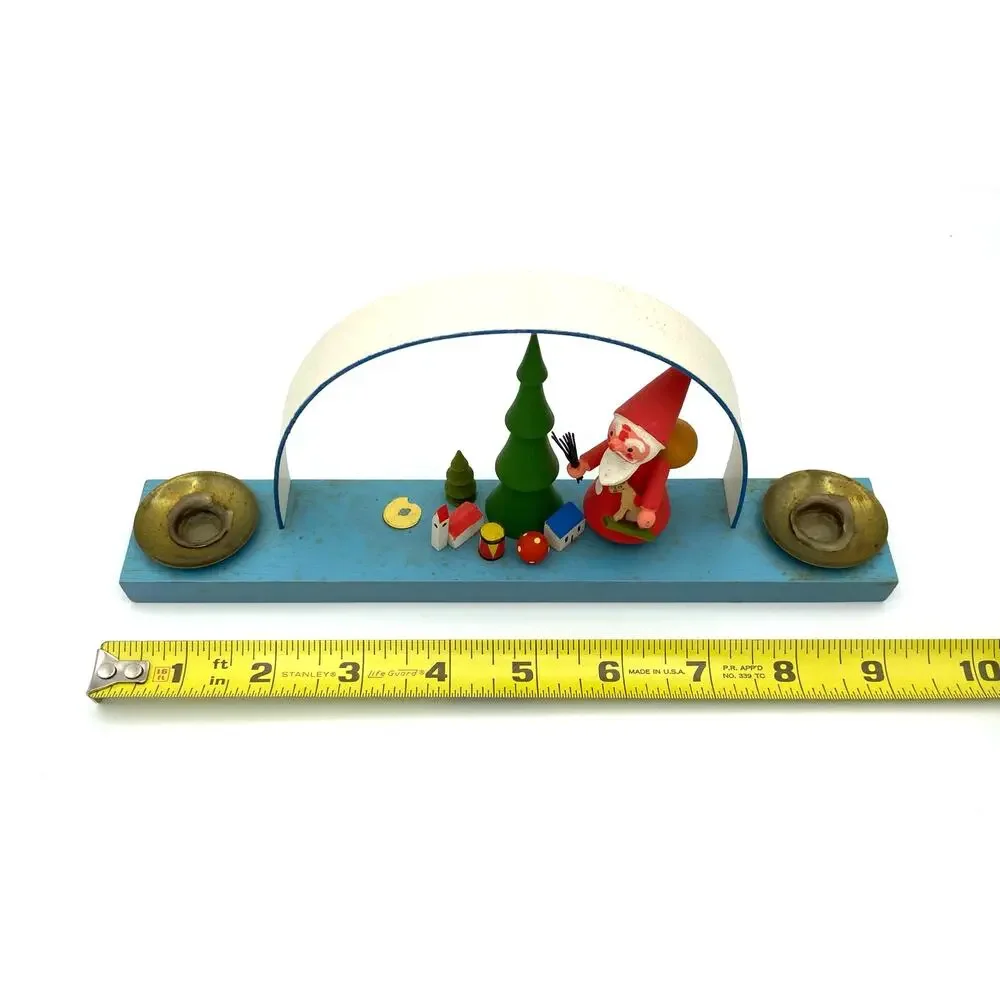 Vintage German Wooden Christmas Display Double Candleholder Wood Arch GDR - READ